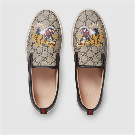 gucci men's gg supreme tiger slip on sneakers replica|gucci tiger slip on.